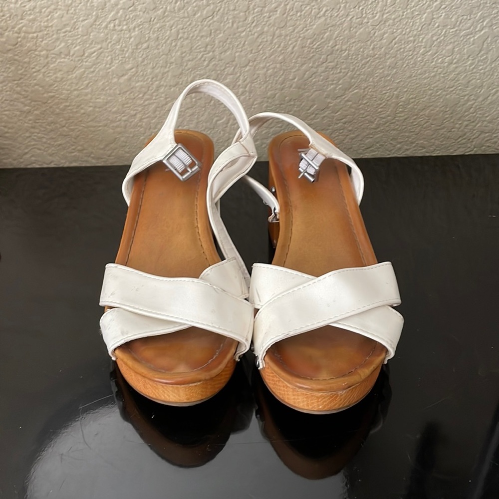 70s inspired platform wooden clog sandals